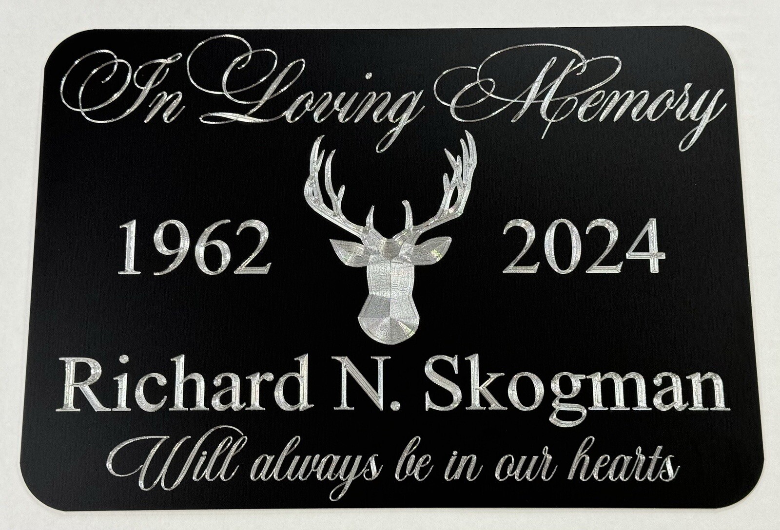 Memorial Grave Marker Sign Custom Diamond Etched Engraved on Aluminum Metal 10×7