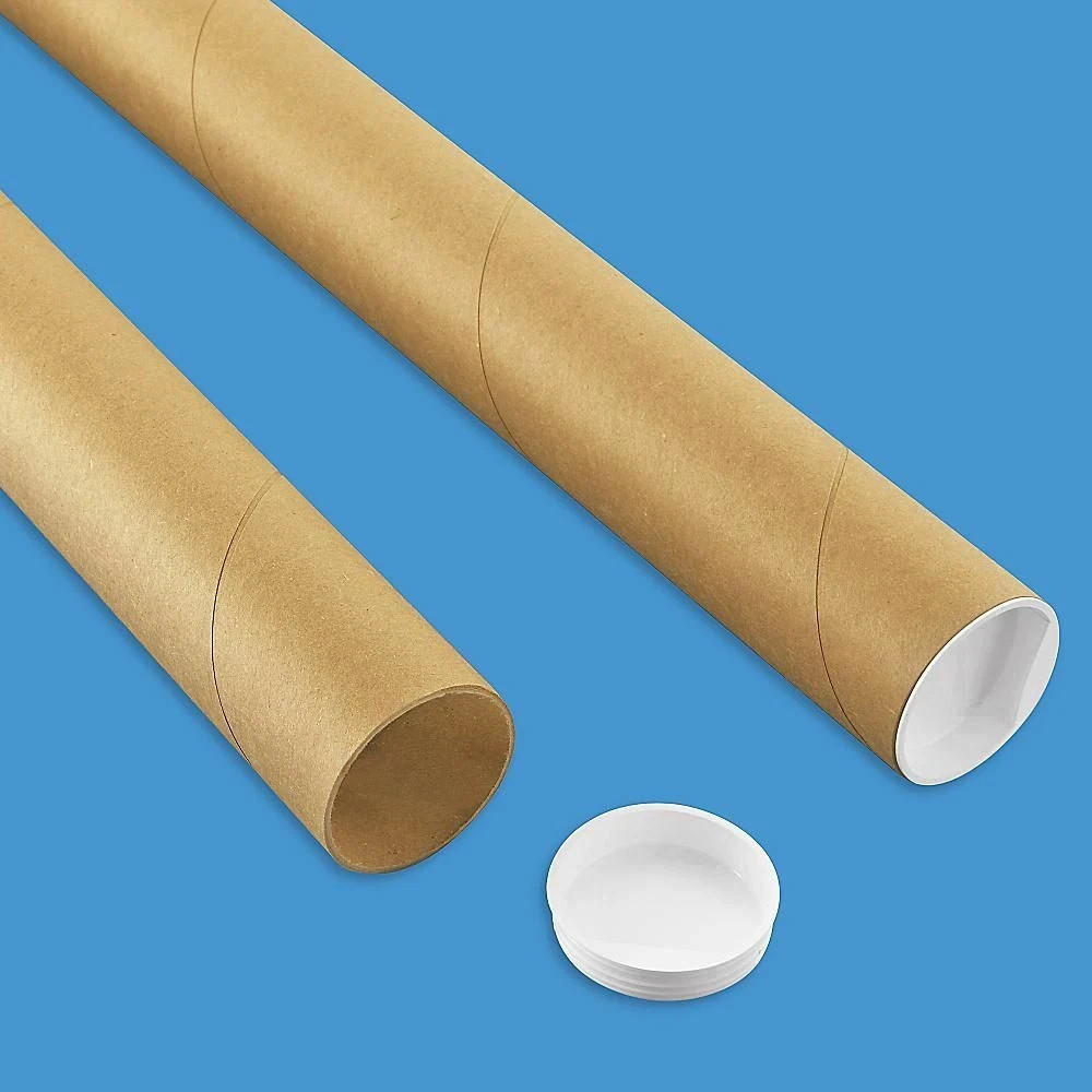 Premium Kraft Mailing Shipping Poster Tubes with Plastic End Caps 2&Prime; x 24&Prime;