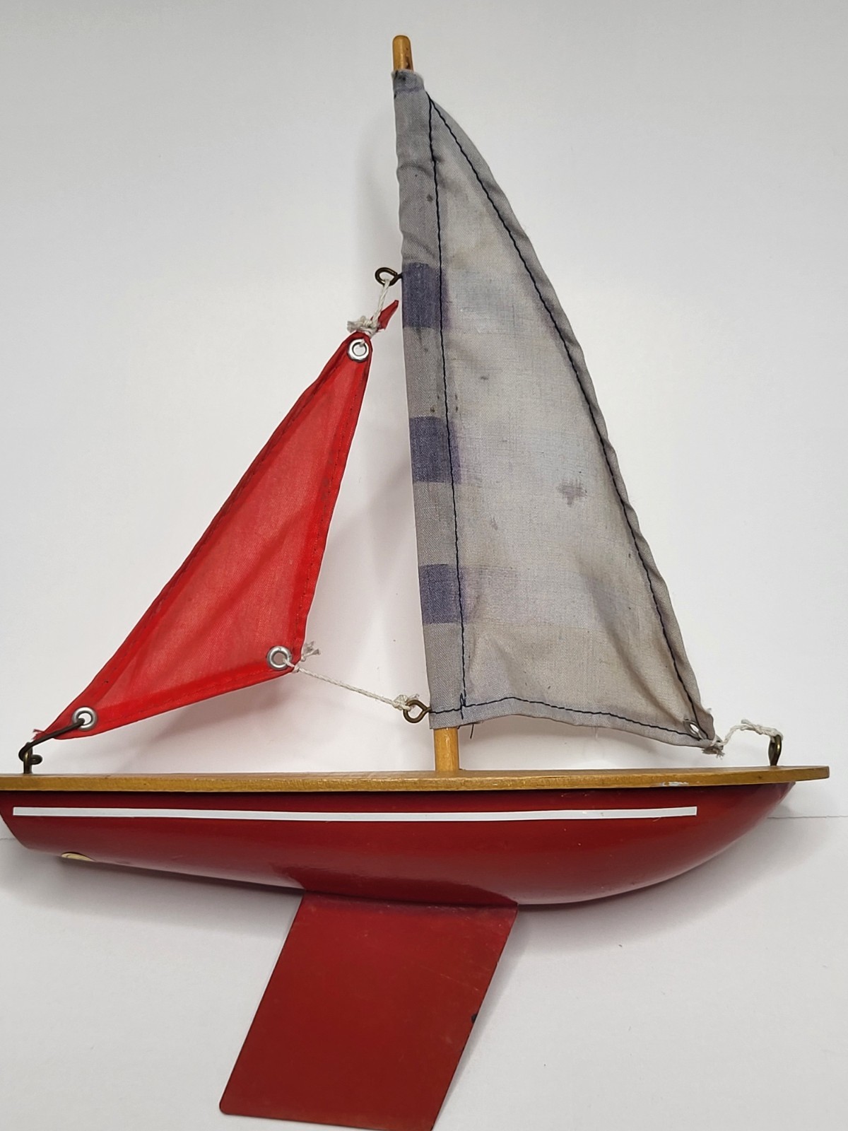 Decorative Wooden Sailboat Pond Yacht Red Sailor Shelf Home House Decor Piece