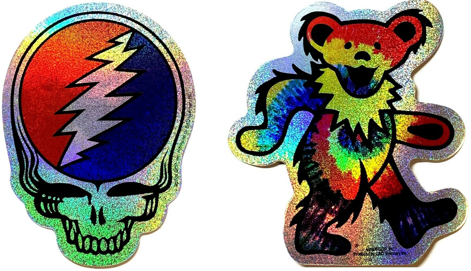 The Grateful Dead Dancing Bear & Steal Your Face Skull Metallic Foil Sticker Set