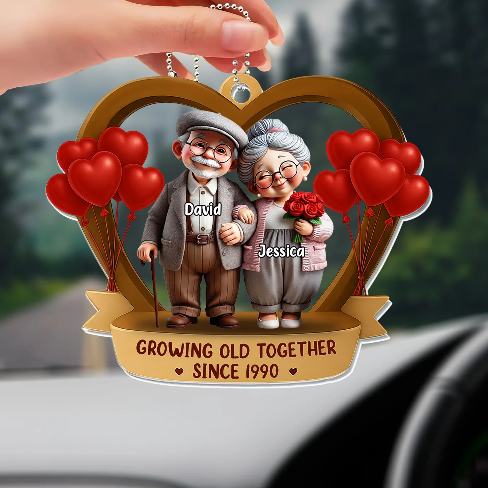 Growing Old Together Personalized Elderly Couple Acrylic Ornament Gift Decor