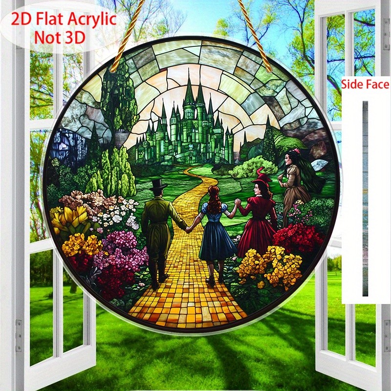 Acrylic Wizard of Oz Yellow Brick Road Sun Catcher Fantasy Window Hanging Decor