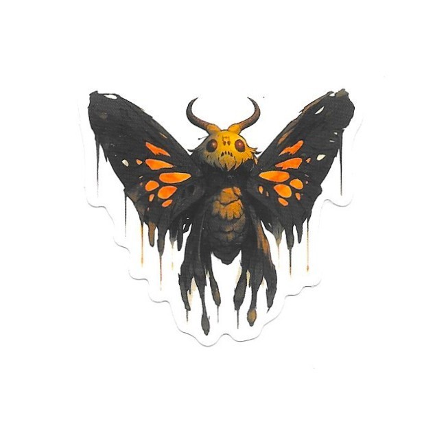 Goth Death Head Moth Vinyl Sticker Dark Art Ink Drip Halloween Journal Laptop