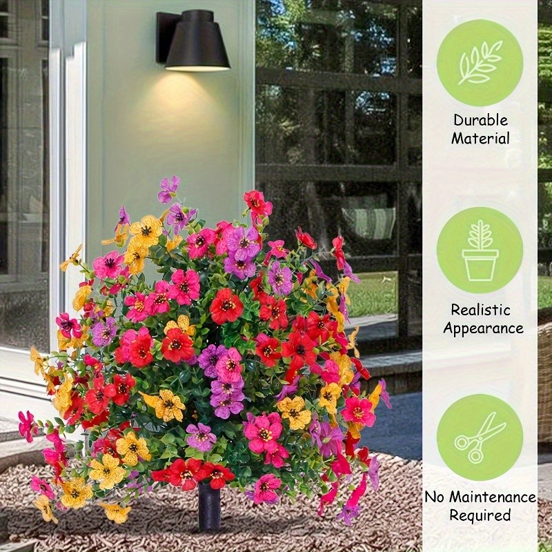 4PCS Artificial Violet Flowers Ground Spike Fake Plants Garden Patio Yard Decor