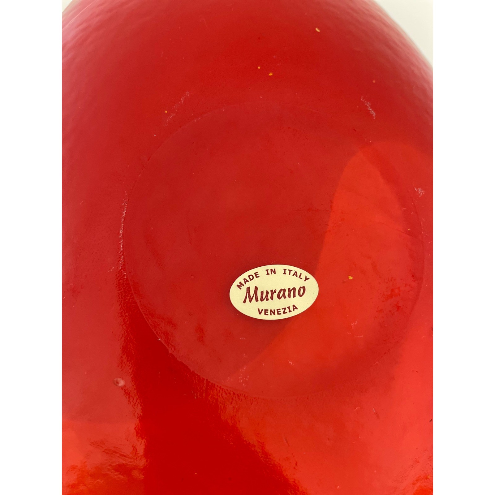 Murano Glass Red Orange Fuchsia Swirl Oval Decorative Bowl Made in Italy