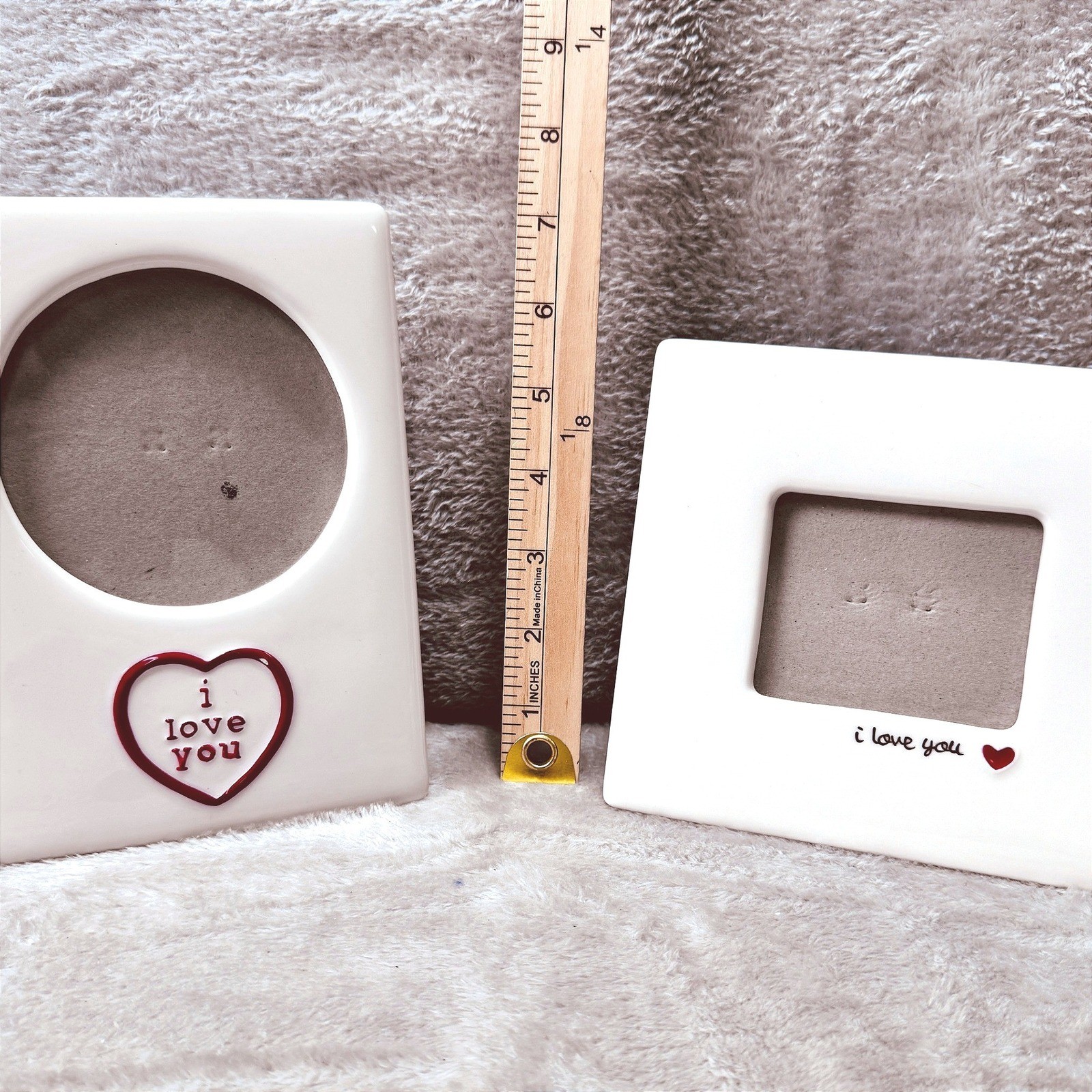 Russ White Ceramic I Love You Heart Love Picture Frames Set of 2 Romantic Decor