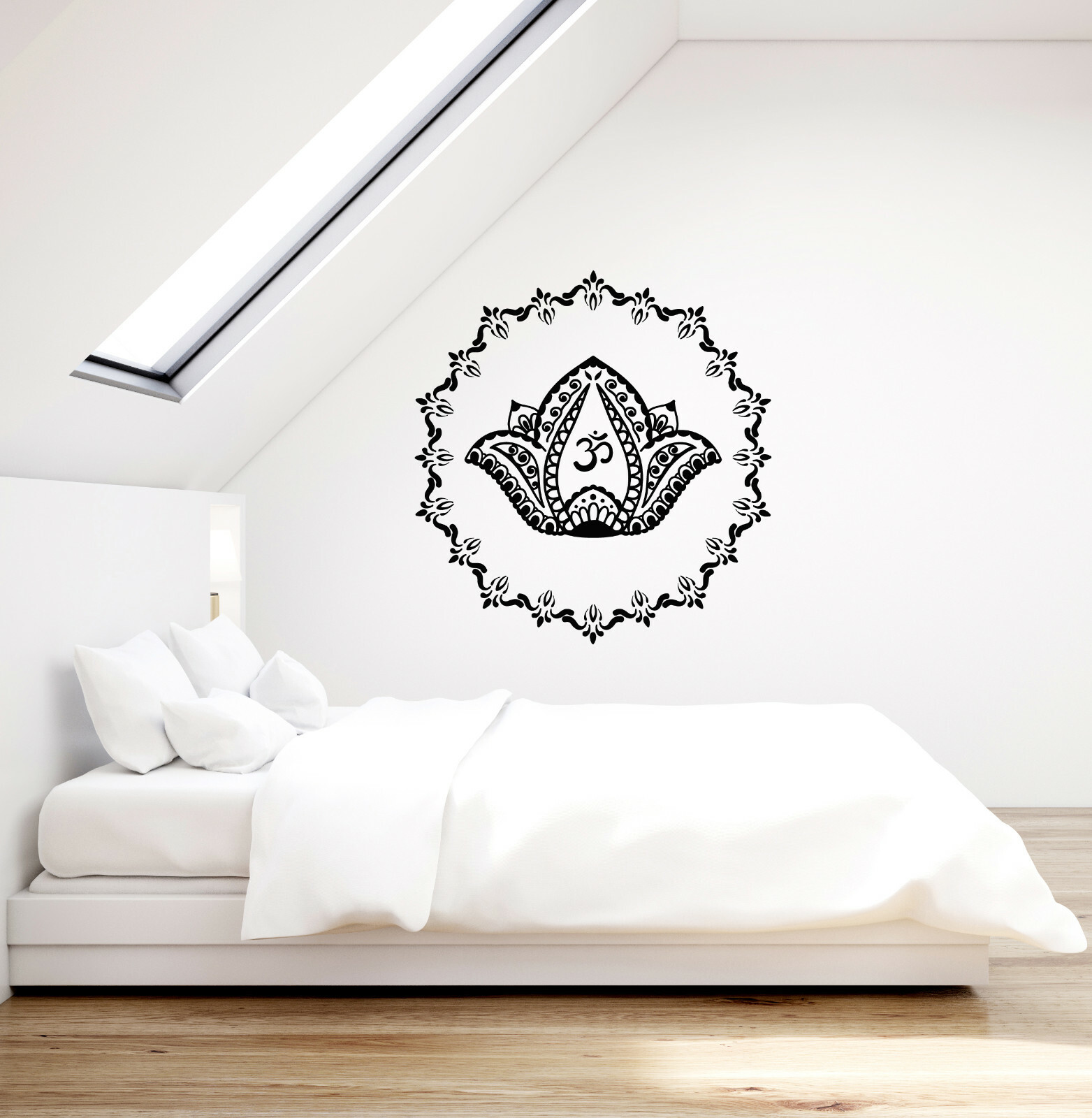 Vinyl Wall Decal Mandala Lotus Om Symbol Hinduism Home Decor Stickers (ig5656)