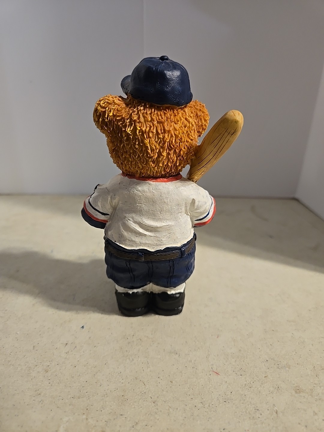 Hand painted Bear in Baseball uniform Figurine. 5.5 in tall