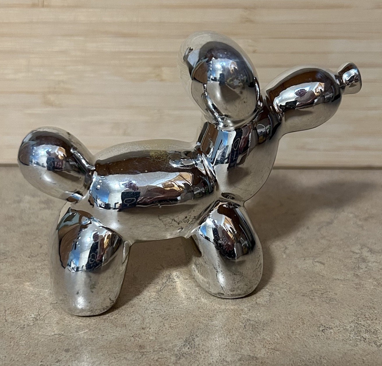 Balloon Dog 🐕 Sculpture Figurine Resin Silver Tone Finish 3.5” X 5”