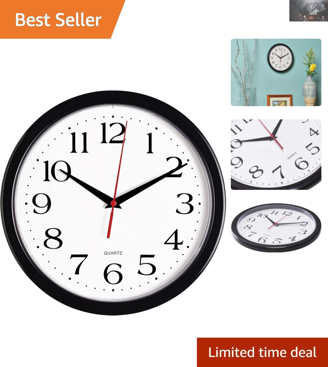 Modern 10-Inch Silent Quartz Wall Clock – Perfect for Home and Office Use