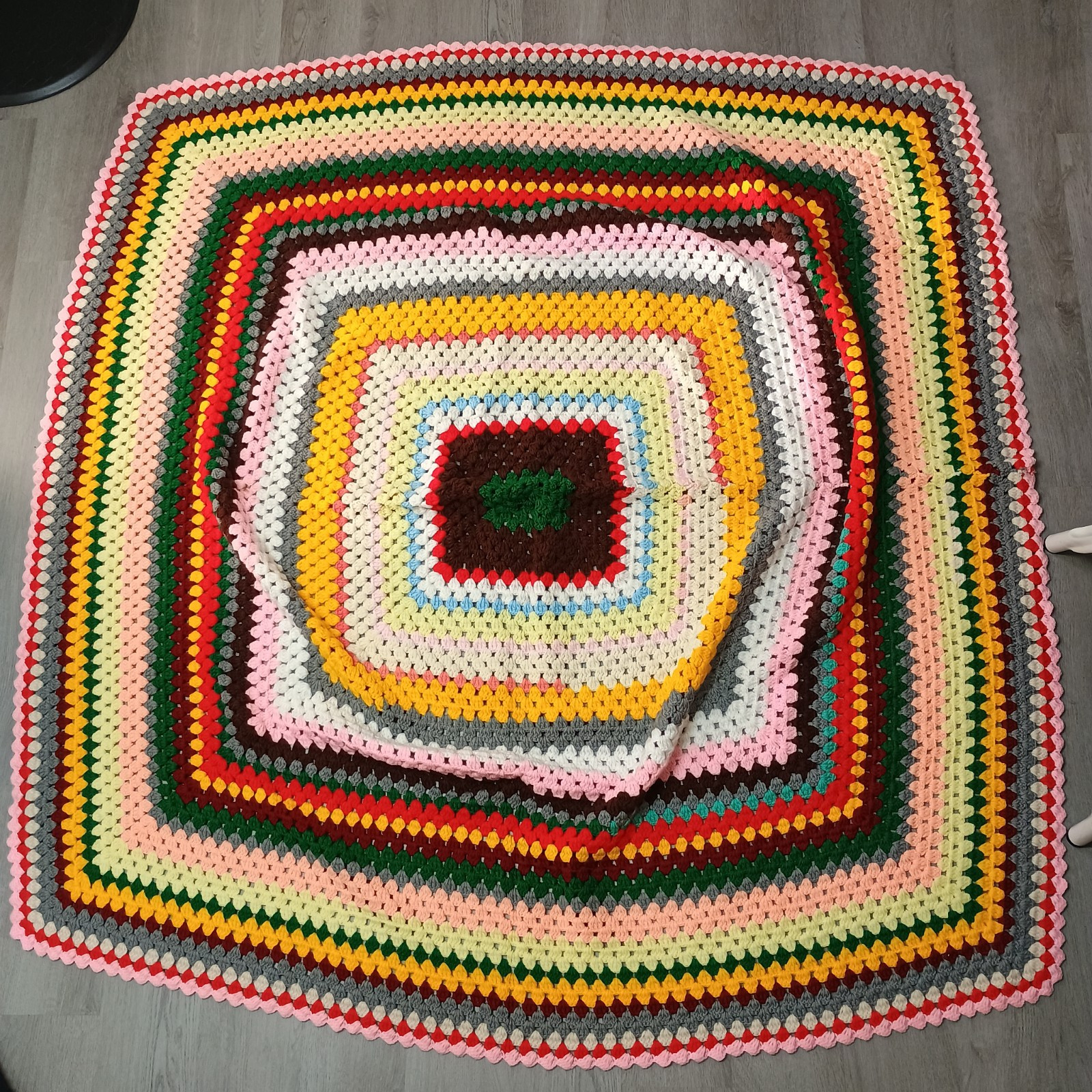 Handmade Crochet Multi Color Colorful Blanket Afghan Large 64 X 64 Inches