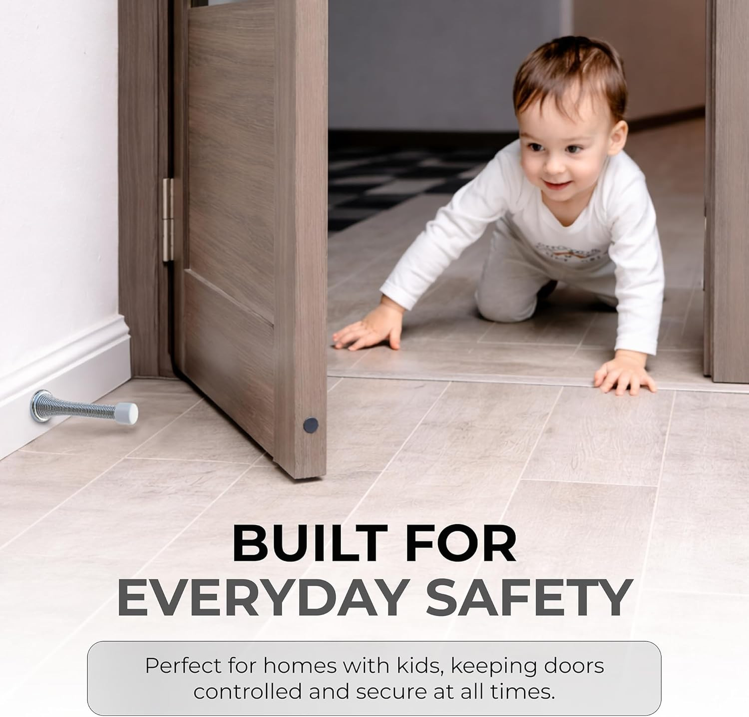 Stopper –1 White -Pack Wall Door Stopper – Easy Installation Doorstop with Rubbe