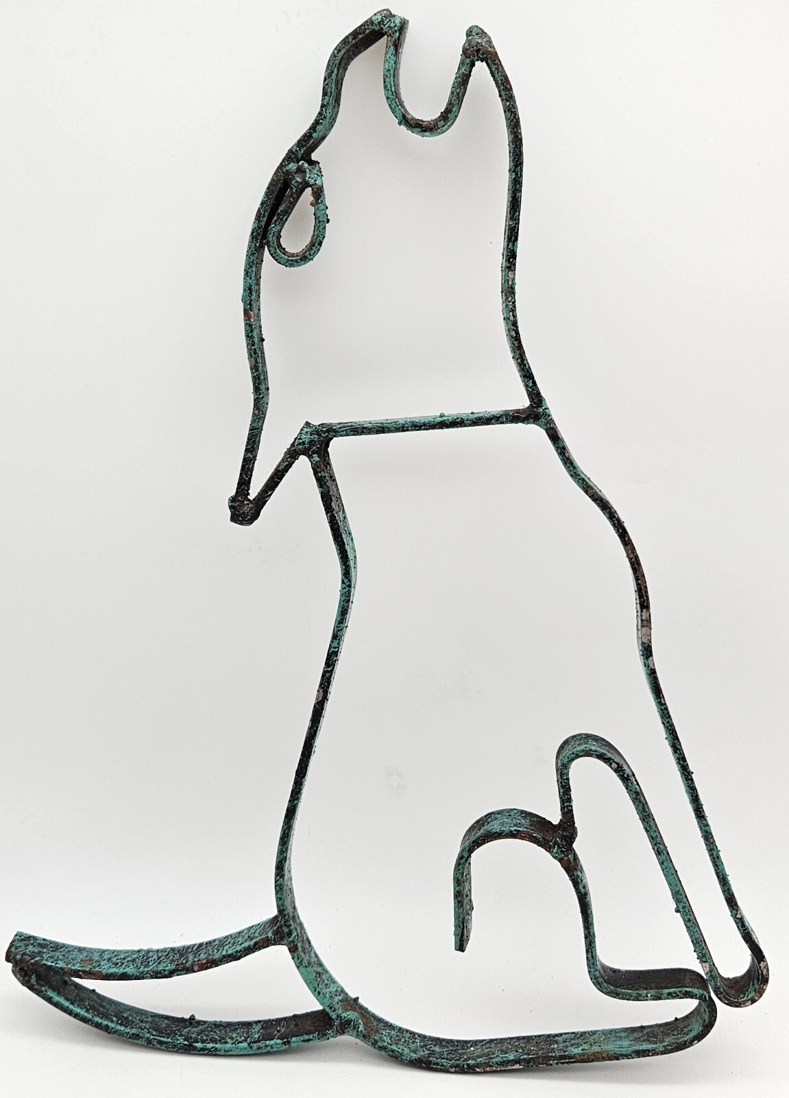Vintage HOMCO Green Southwestern Metal Howling Dog Coyote Wolf Wall Hanging