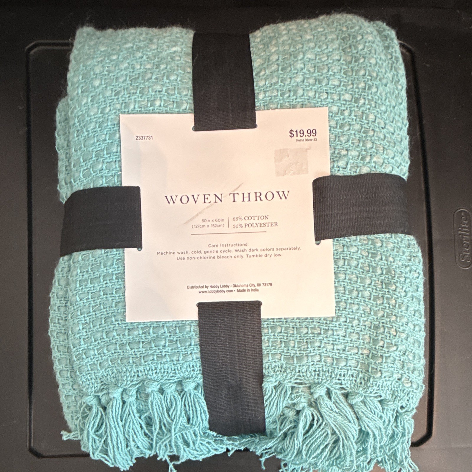 Woven Fringed Sofa Throw Blanket, Blue, 50 x 60 in Cotton/Polyester