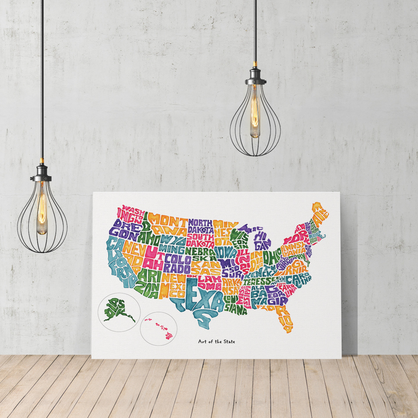 Decorative Canvas Print Design United States USA Map Décor Ready To Hang