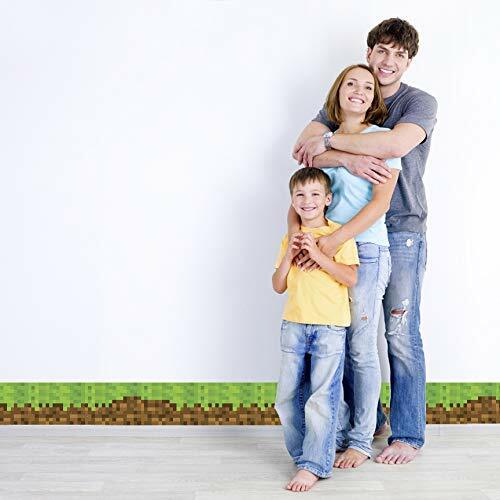 Pixel Mine Grass Border 9&Prime; tall x 36&Prime; wide Peel and Stick Wall Decal