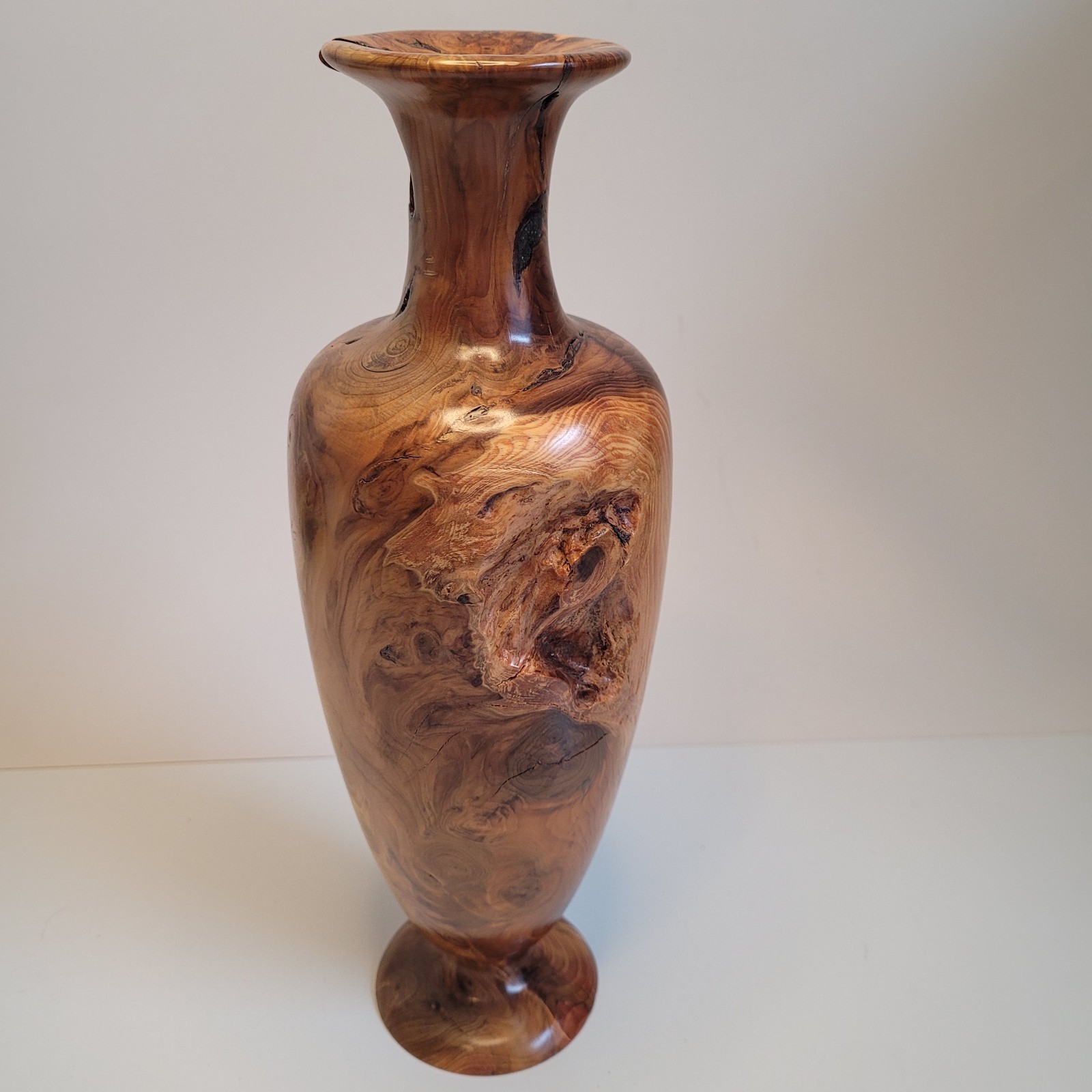 Yew Wood Bud Vase 12&Prime; Tall Unique Handmade Nice Condition! See Description!