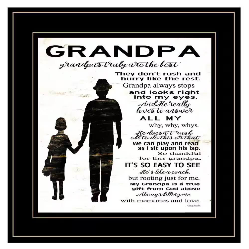 Charlie My Grandpa Is the Best 1-Piece Framed Wall Art 15 In. X 15 In.