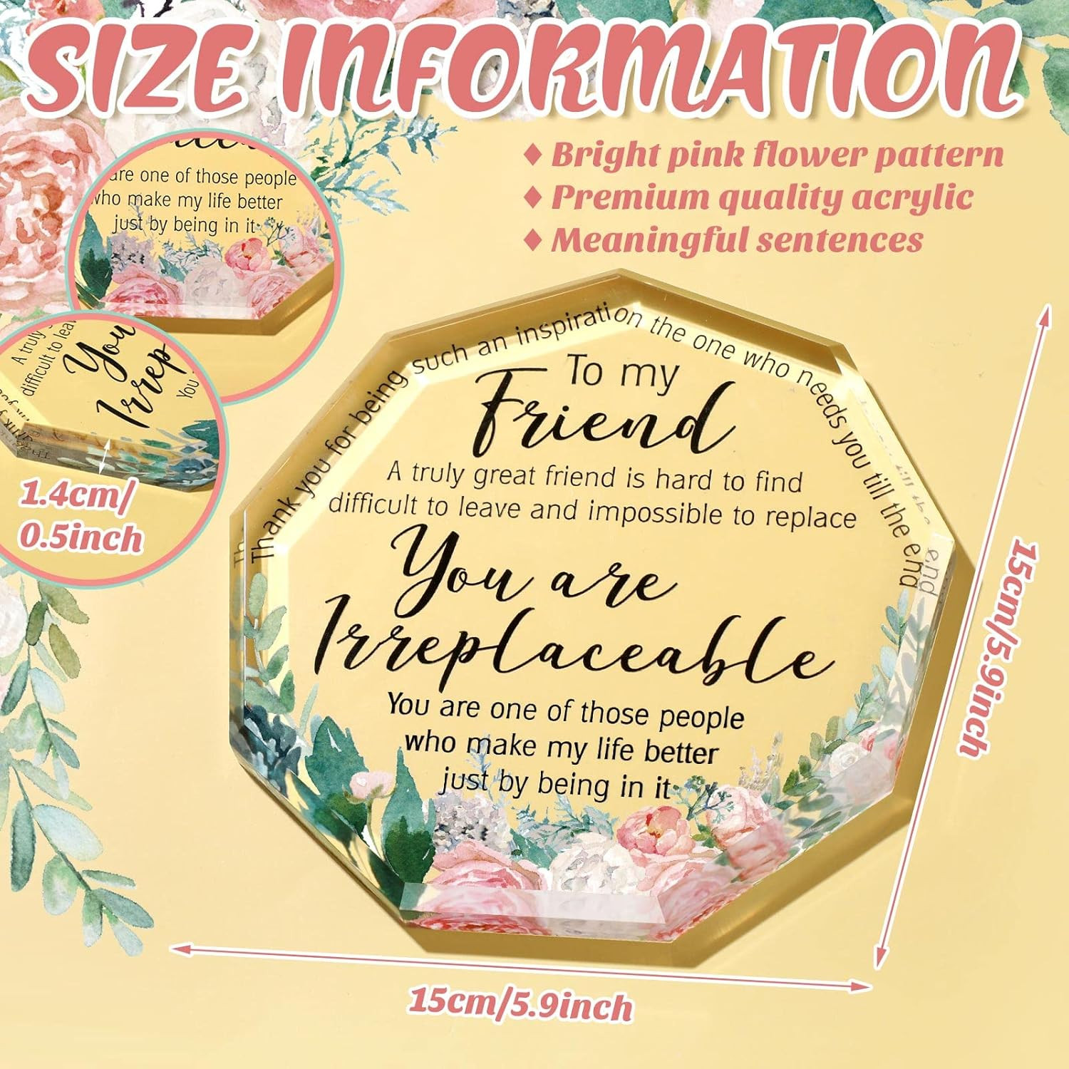 Friends Gifts for Women Friendship Graduation Plaque Best Flower Sister Birthday