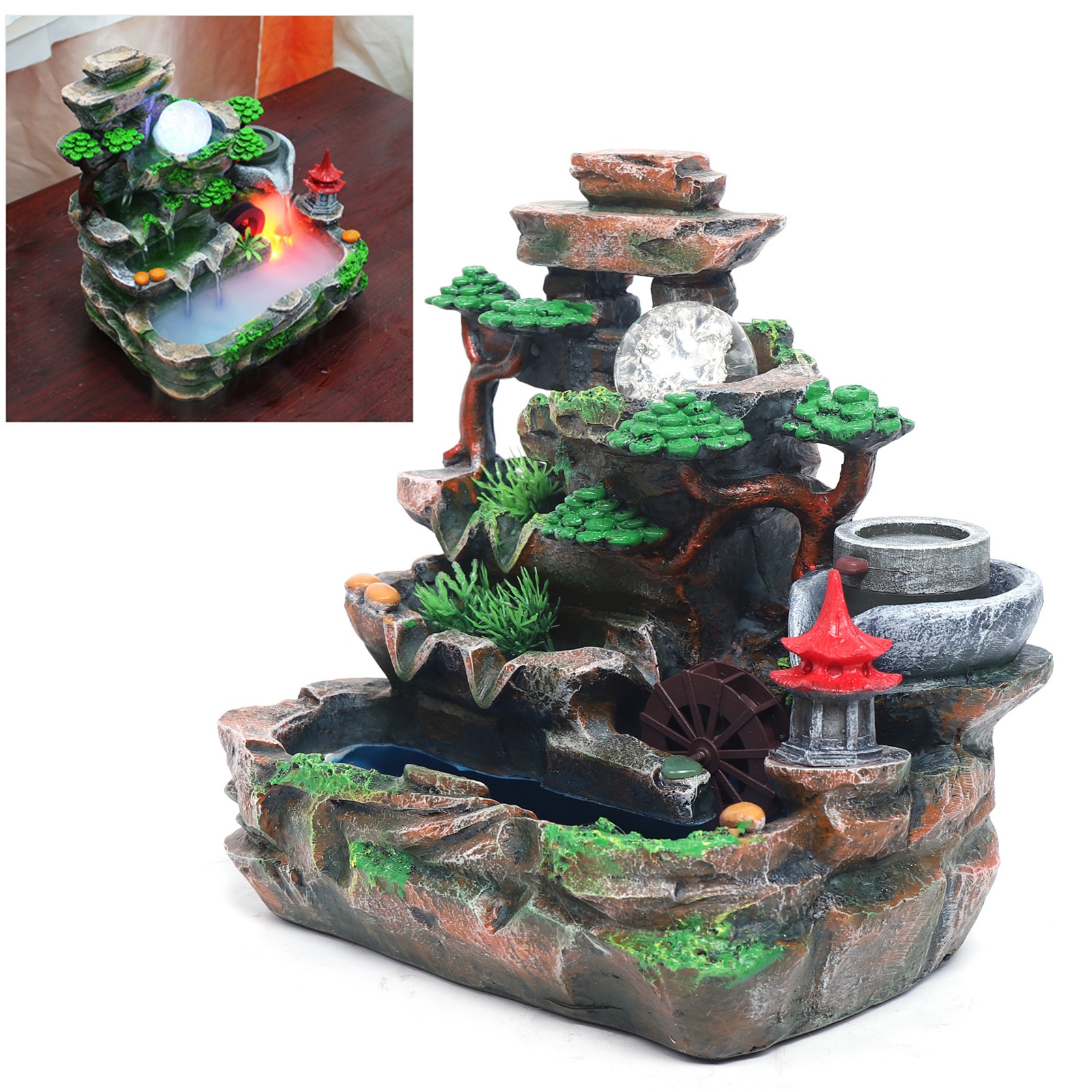 Indoor Rockery Fountain Goldfish Waterfall Feng Shui Water Sound Desktop Decor