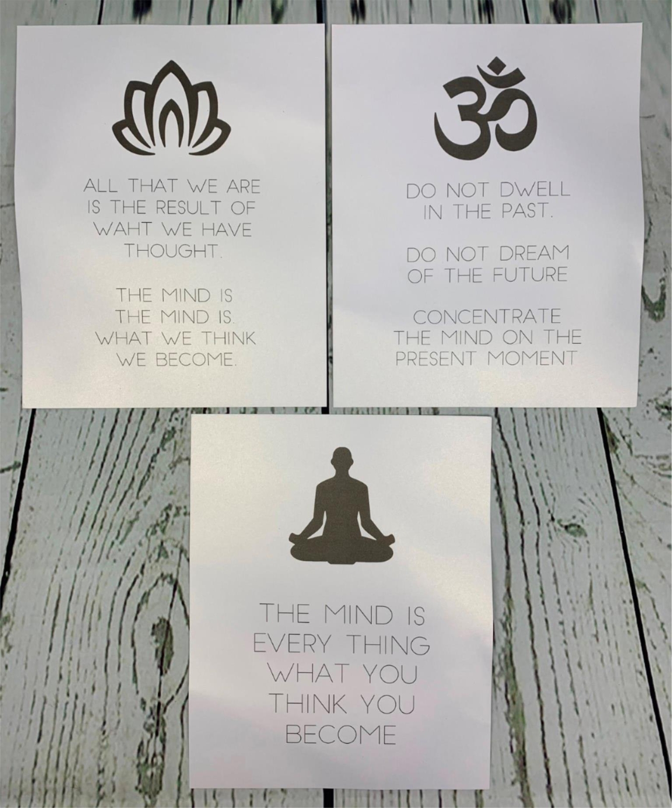 Inspirational Typography Art Print Painting White Black Yoga