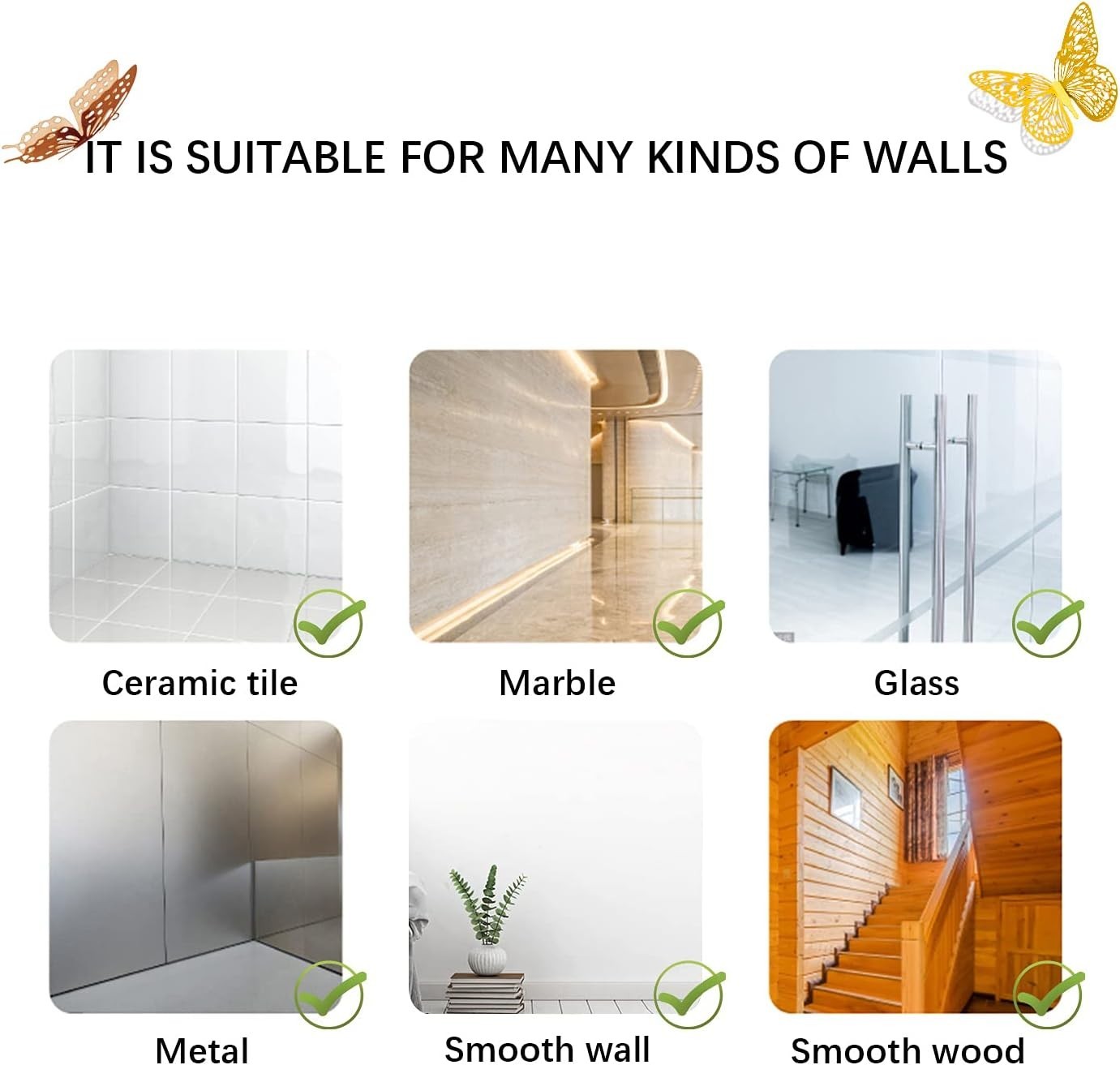 Self-Adhesive 3D Metallic Butterfly Wall Stickers – 48 Pcs for Nursery & Parties