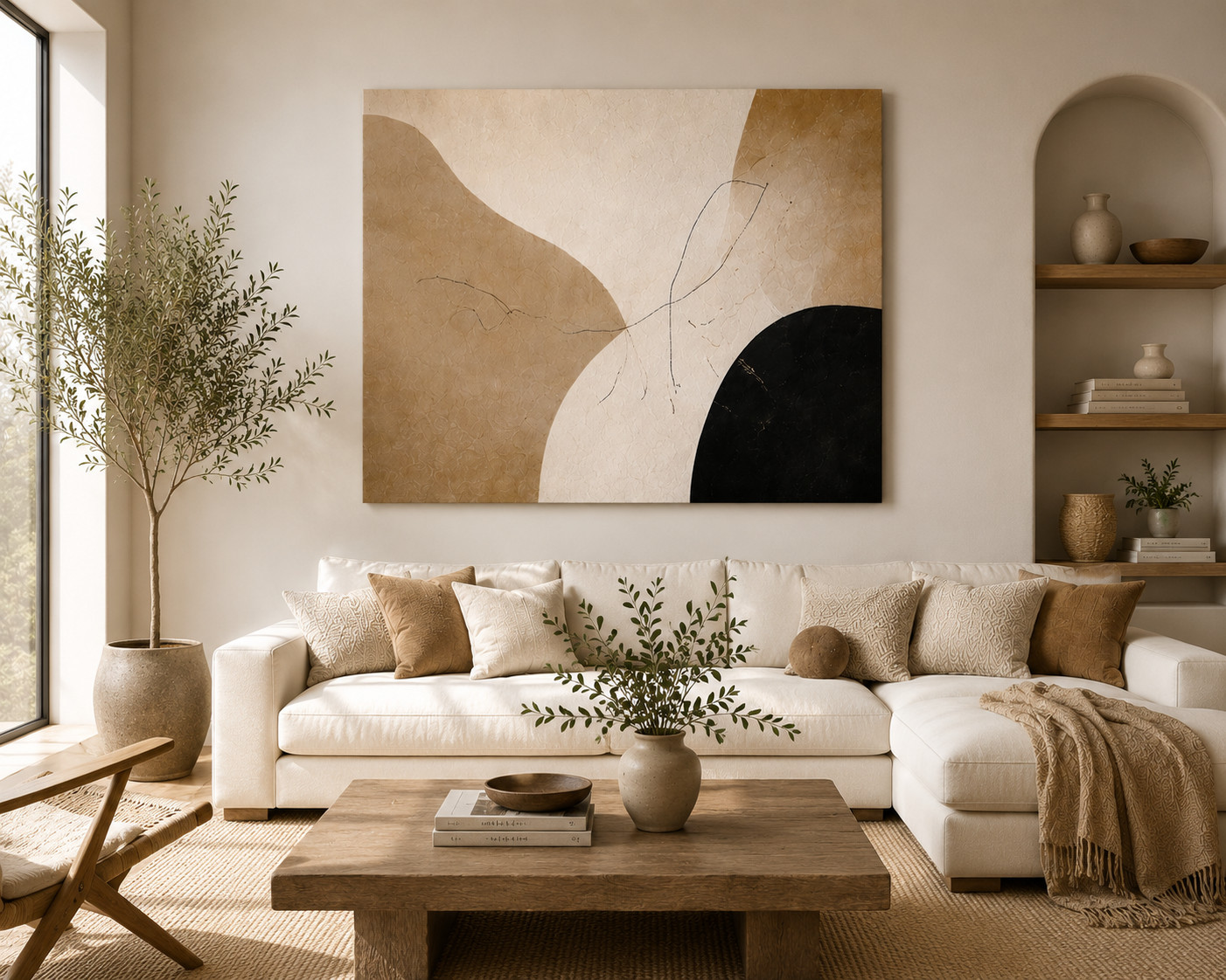 Neutral Abstract Canvas Print Beige Wall Art Modern Living Room Home Decor Art