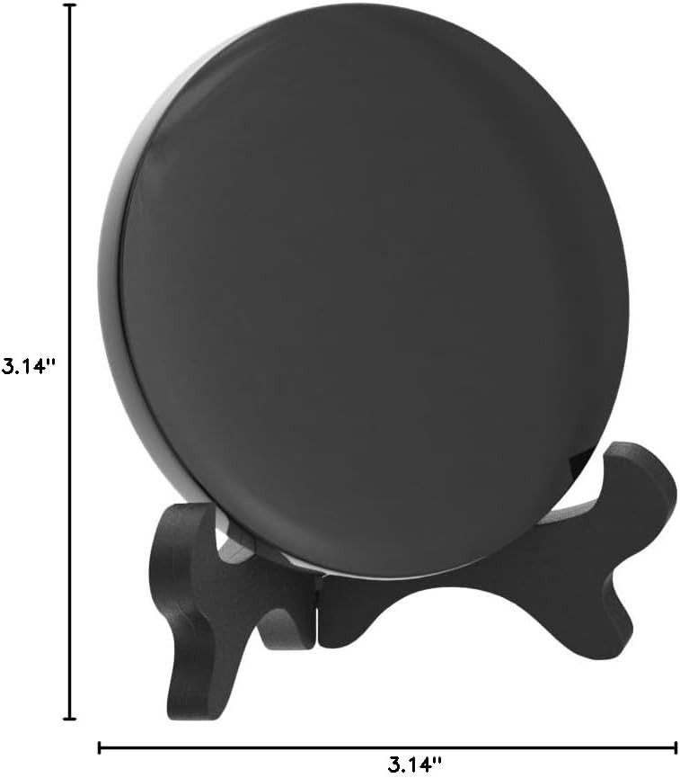 Black Obsidian Scrying Mirror Circle Disc Feng Shui Home Decor 8cm