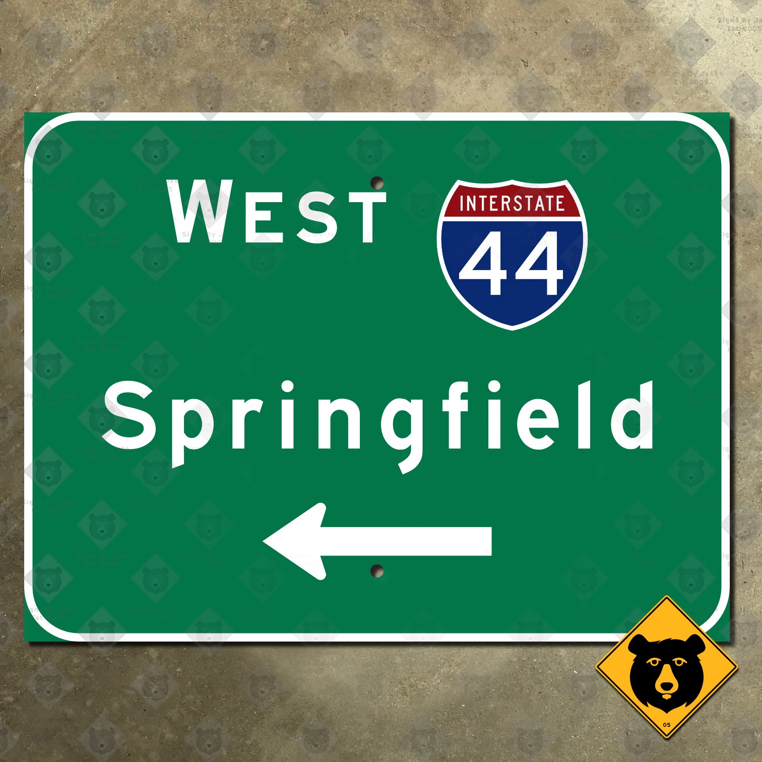 Missouri Interstate 44 west Springfield freeway highway road sign 20×15