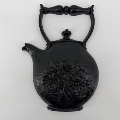 Vintage Homco 7262 Black Teapot Wall Plaque Floral Kettle Decor 1972 USA Made