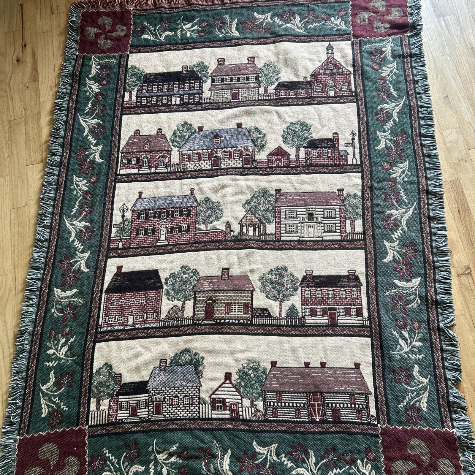 Bob Timberlake Old Salem Triple Woven Cotton Afghan Blanket Approx. 68 x 48