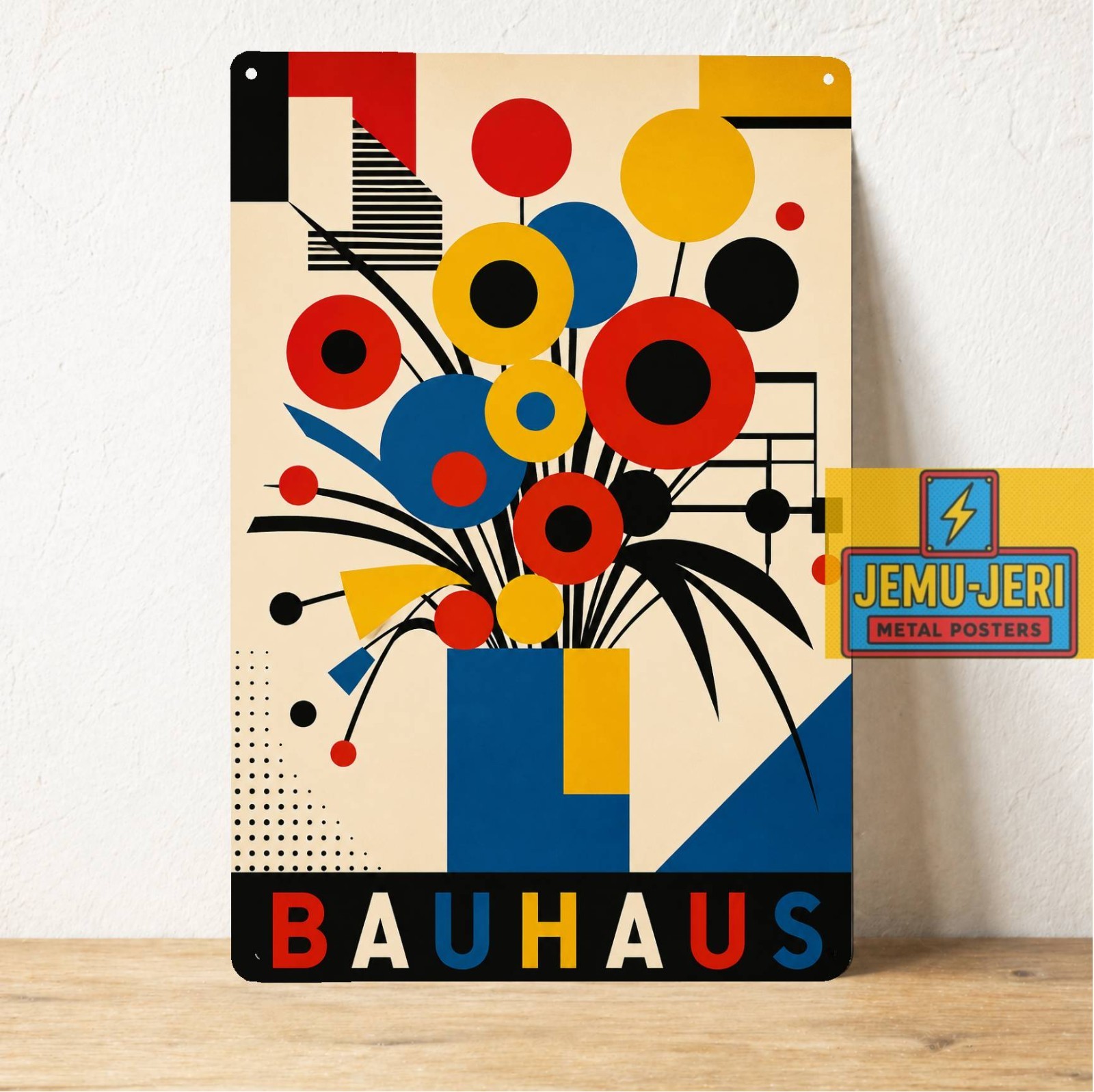 Bauhaus Abstract Floral Metal Poster Tin Sign 20x30cm Geometric Modern Wall Art