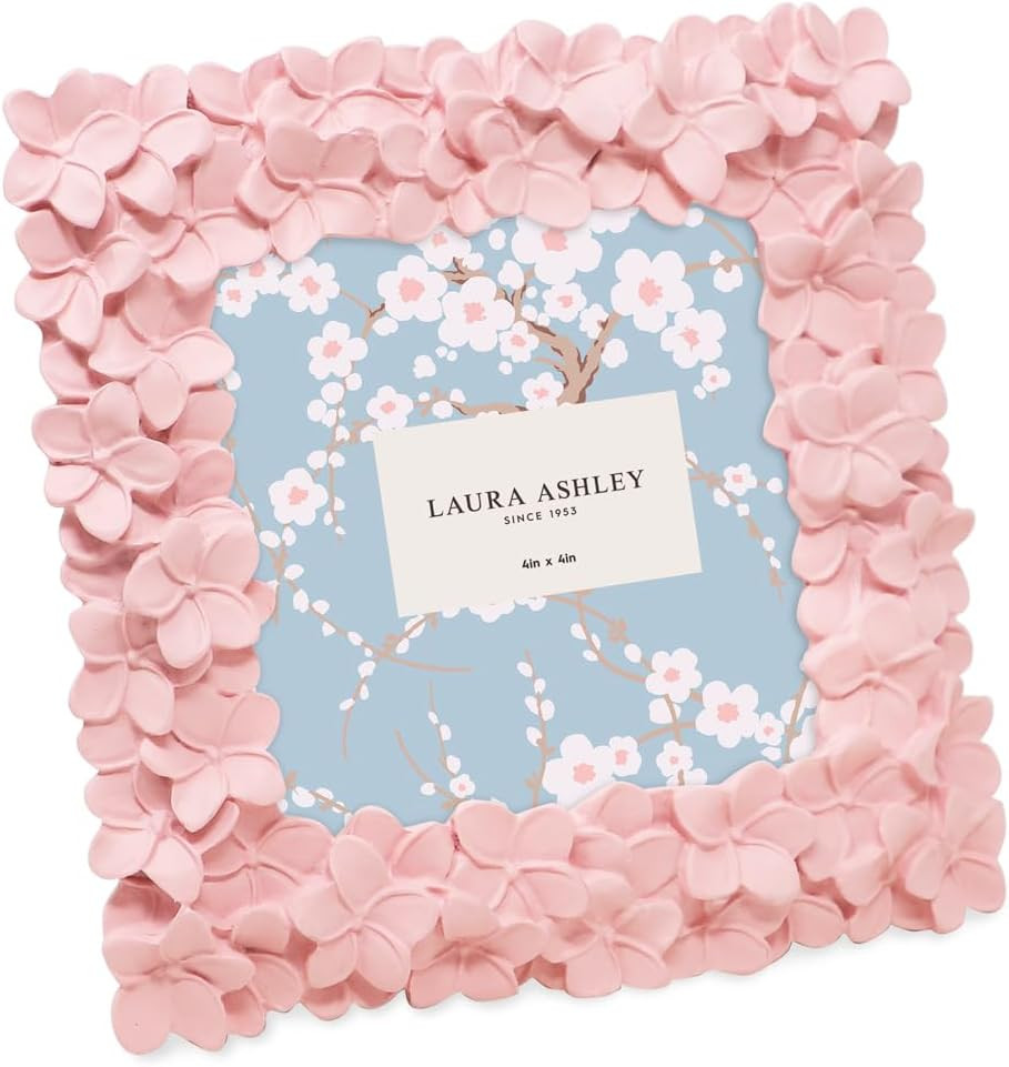 Hand-Crafted Pink Flower Resin Picture Frame with Easel 4×4 4×6 5×7 8×10