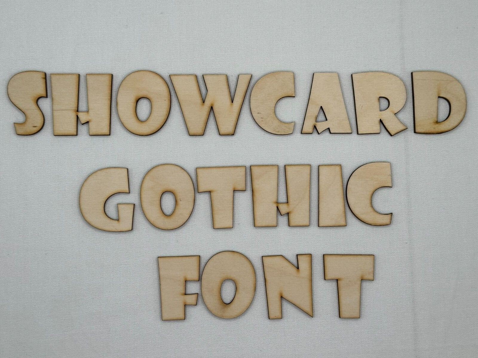 Laser Cut Unfinished Wood Letter or Number Showcard Gothic Font Craft Cutout
