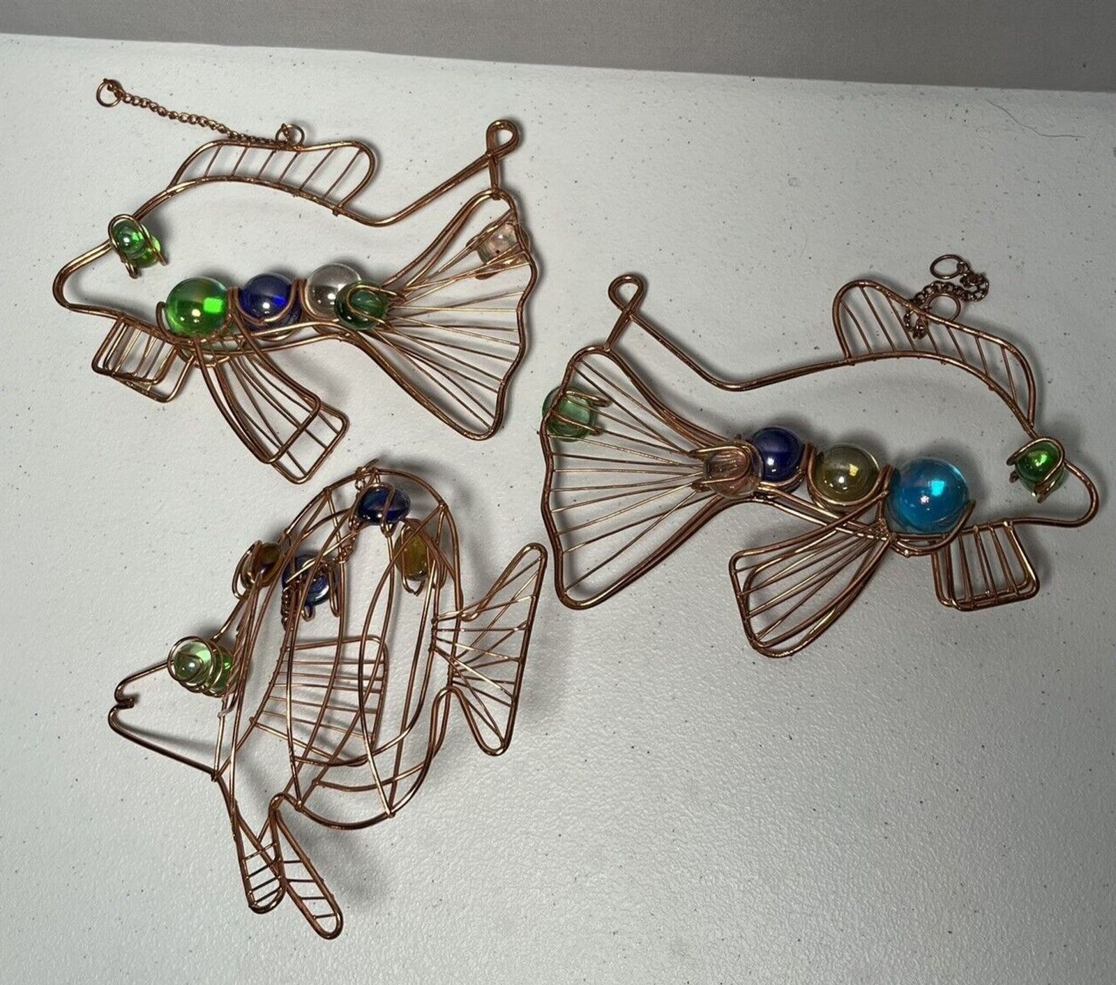 Copper Metal Glass Marbles Stones Fish HANGING Desk Decor 6&Prime; – 8&Prime; length