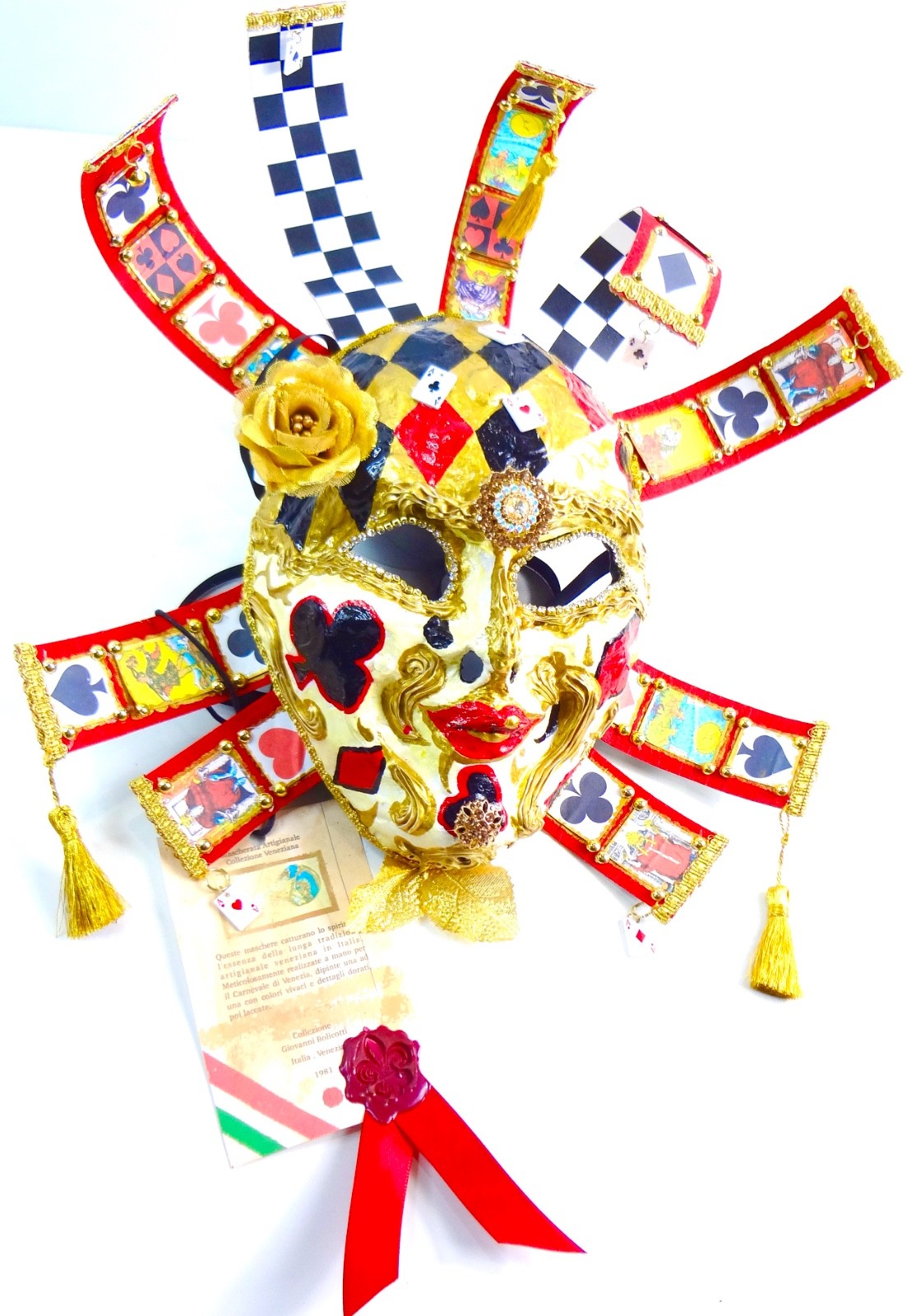 Venetian Mask ORIGINAL Papier Mache Jester Handmade Vintage 1983 Signed