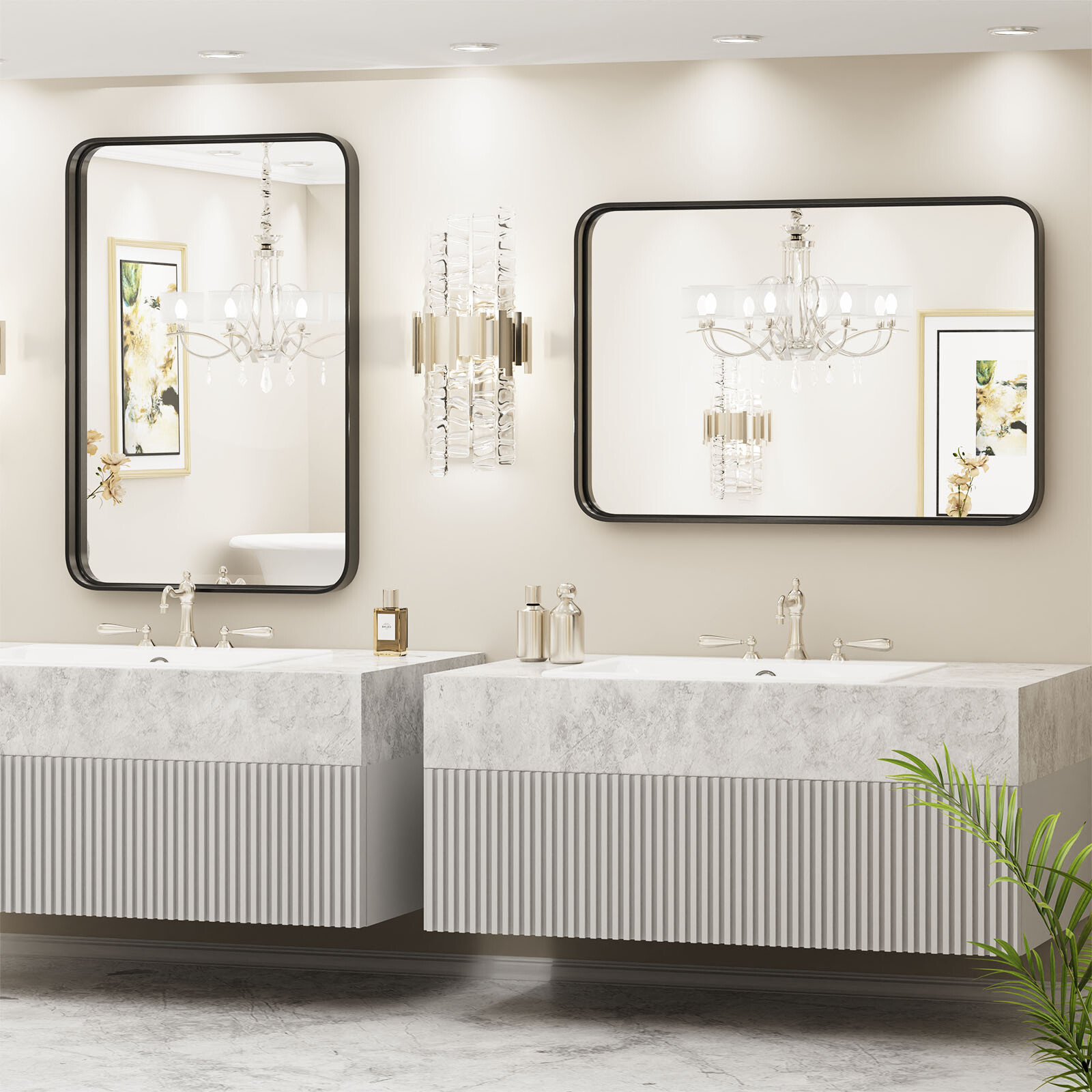 Black Metal Framed Vanity Mirror for Bathroom in 3 Sizes – Anti-Rust Finish