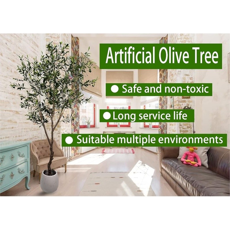 Realistic Artificial Olive Tree Indoor Plant Easy Care Decoration 1789 Leaves US