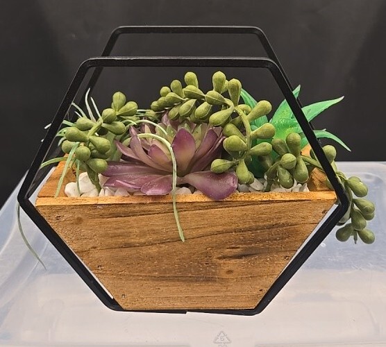 Wood/ Metal Wall Planter, Wall Flower Pot ,Wall Flower Vase With Fake Succulent