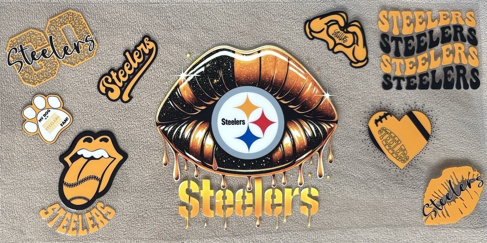 PITTSBURGH STEELERS Football DIY Transfer Sticker Cup Wrap DIY Cups Bottles+