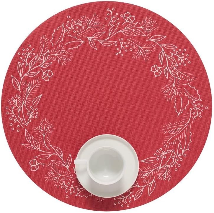 Martha by Martha Stewart | Wreath Placemat in Crimson – Set of 4 – Easy Care
