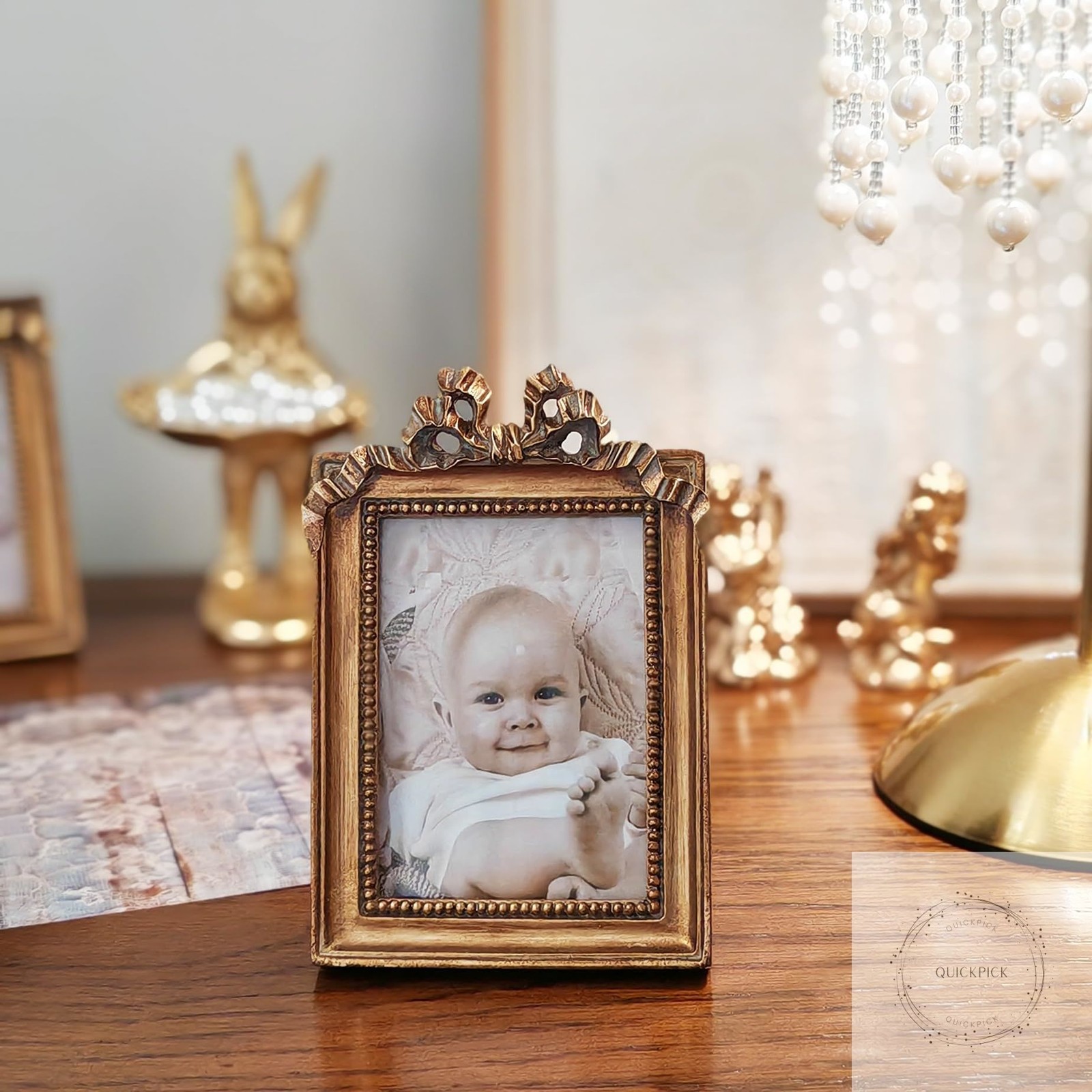 Vintage Picture Frames 2.5×3.5 Ornate Wallet Size Small Bronze Picture Frames