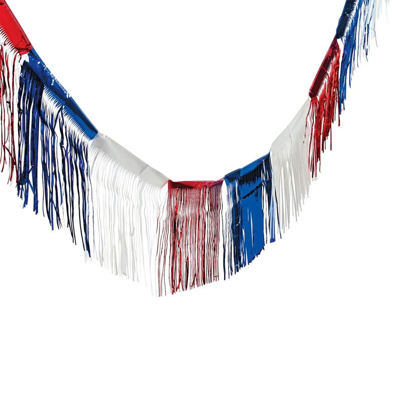 24 Ft. x 15&Prime; Red, White & Blue Patriotic Fringe Foil Banner – Morris Costumes