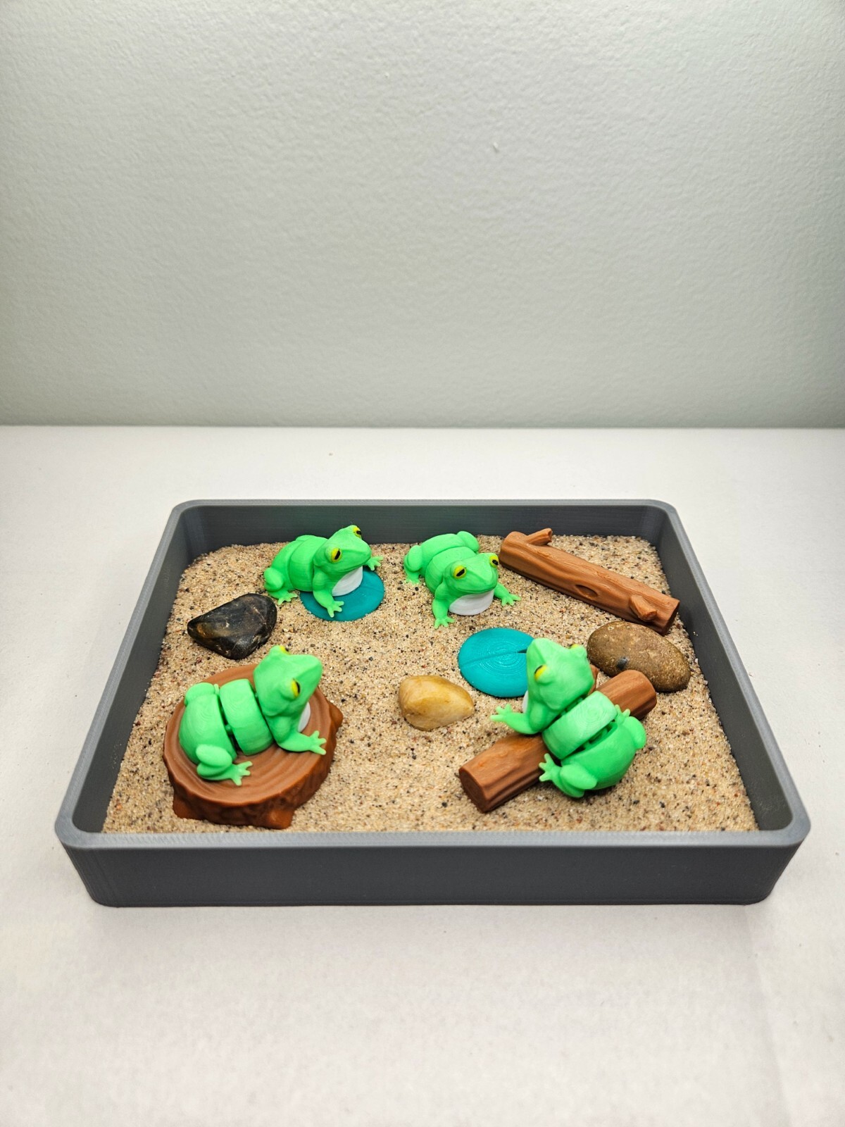 Frog Swamp Zen Garden Miniature Desk Decor | Stress Relief Office Accessory Gift