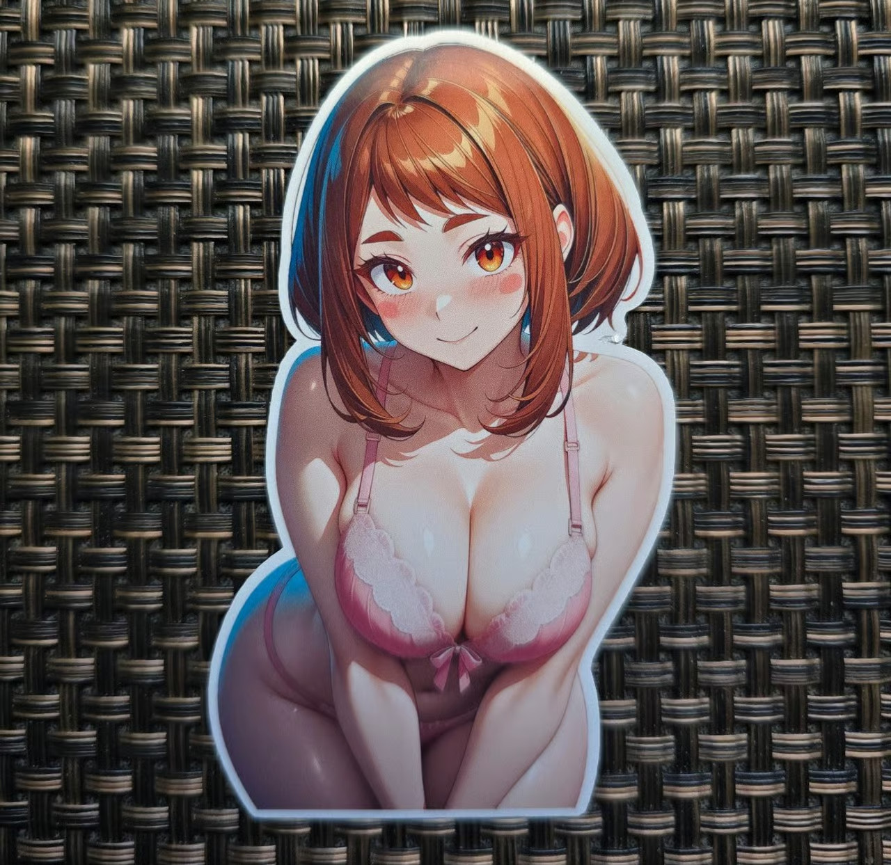 Ochaco Uraraka My Hero Academia pink lingerie waifu sticker