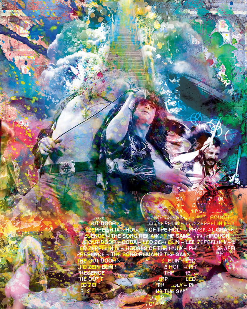 Led Zeppelin Art Print, Jimmy Page Canvas, John Bonham, Robert Plant