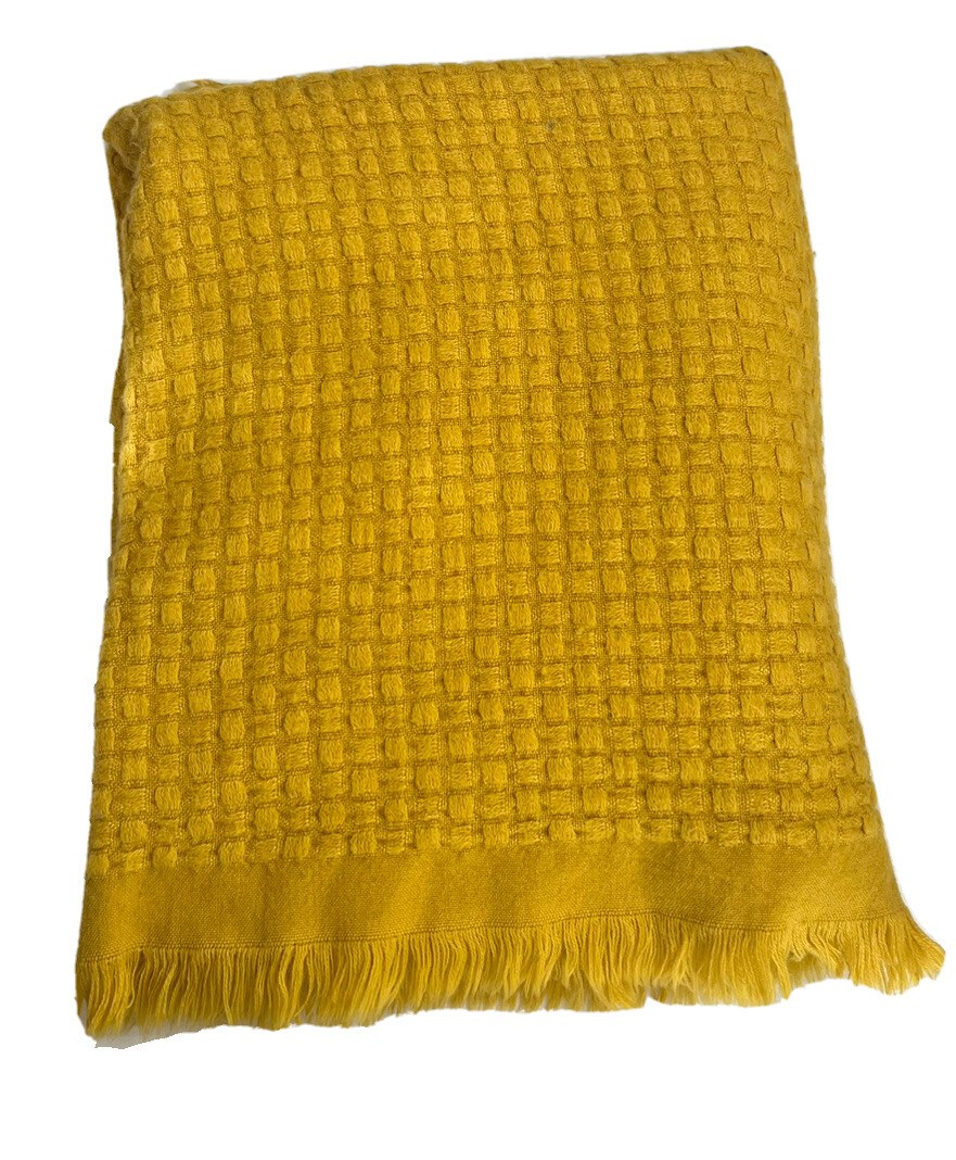 Dissa Knitted Decorative Throw Blanket Mustard Cozy Chunky Knit Home Decor