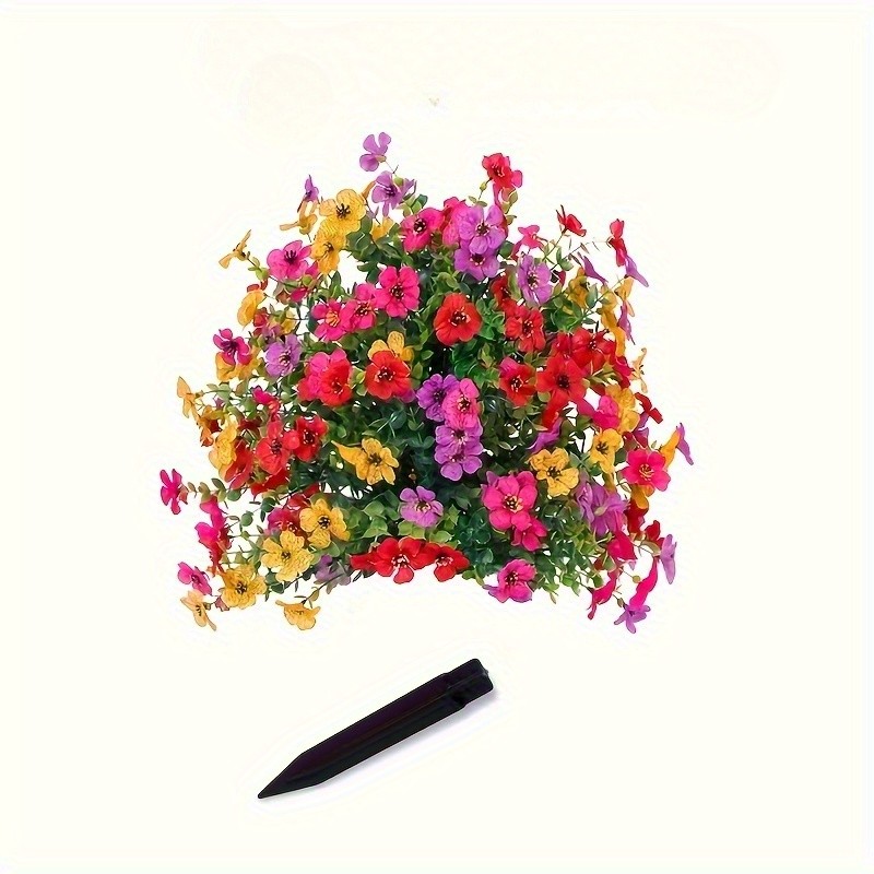 4PCS Artificial Violet Flowers Ground Spike Fake Plants Garden Patio Yard Decor