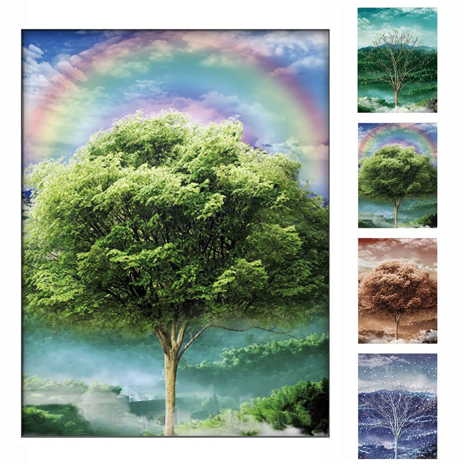 Four Seasons Tree 3D Poster Wall Art Decor Print ，Beautiful Nature Scene of C…