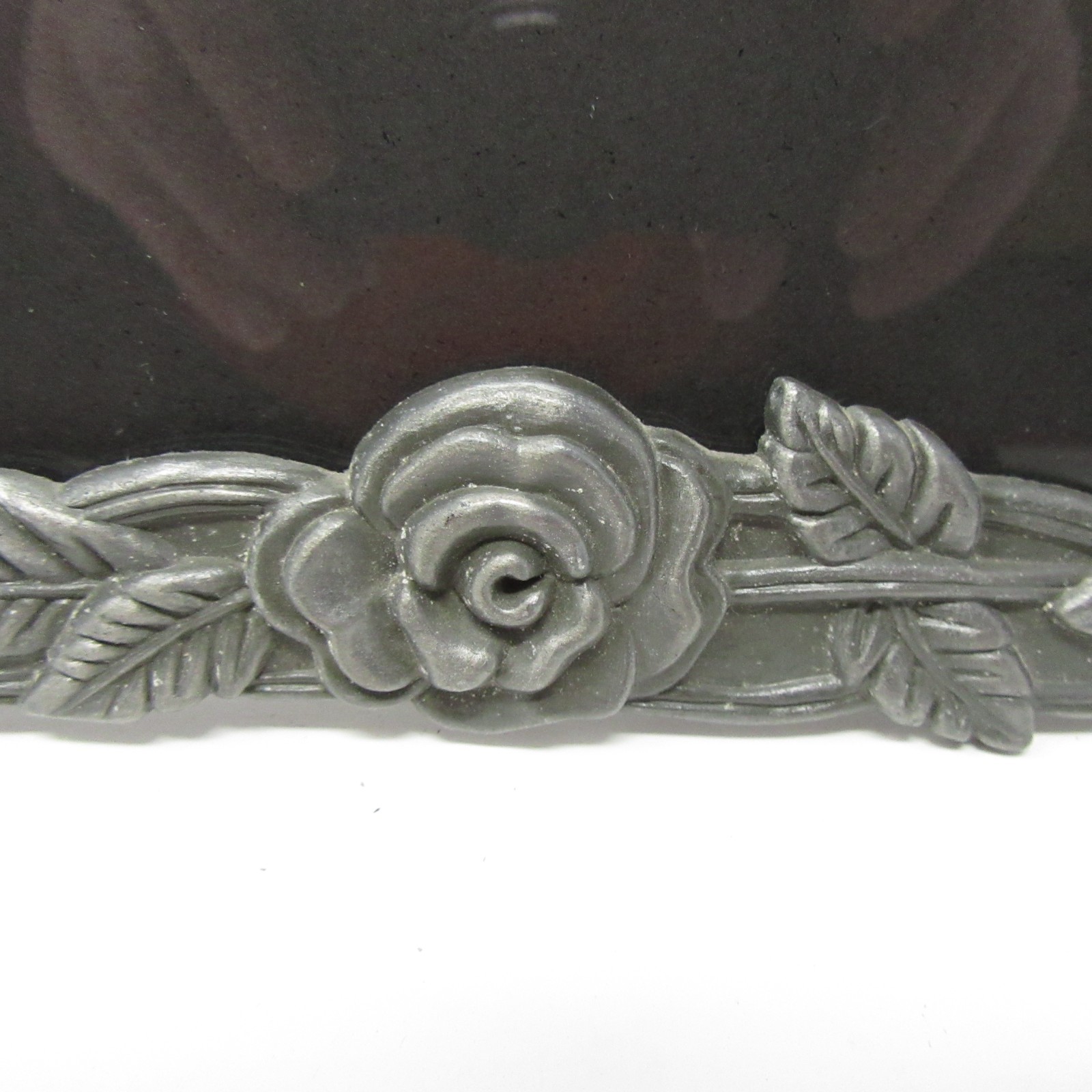 CottageCore Pewter Metal Picture Frame Floral Rose Grandmillennial 8 x 10&Prime; vtg